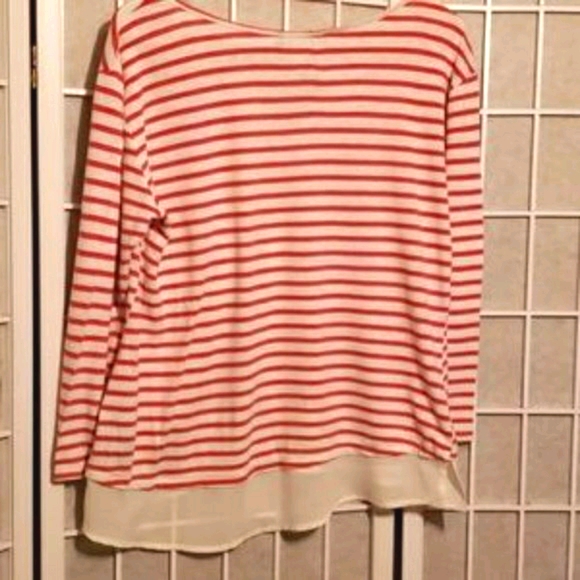 SANCTUARY LINEN/RAYON RED/WHITE STRIPED TOP SZ M - Picture 7 of 8